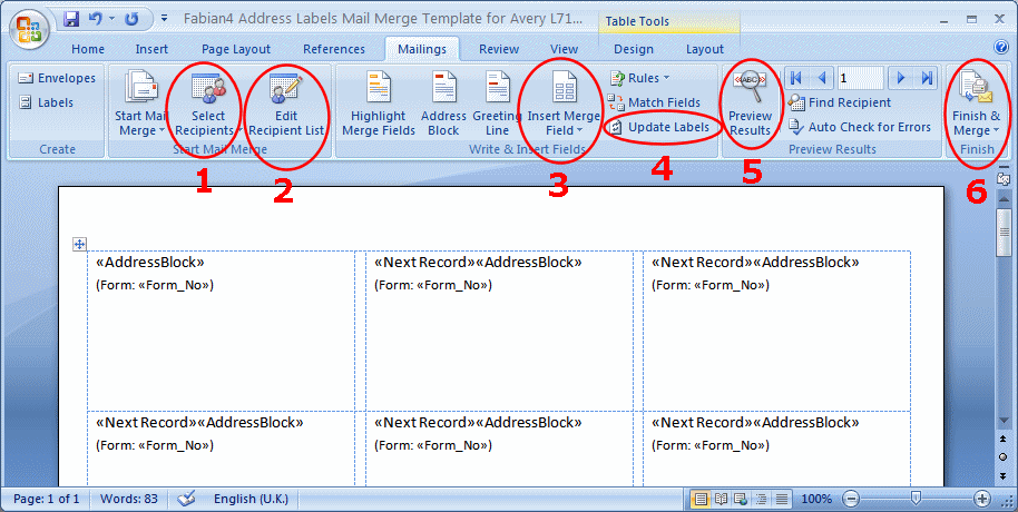 how to do a mail merge in word from excel for labels